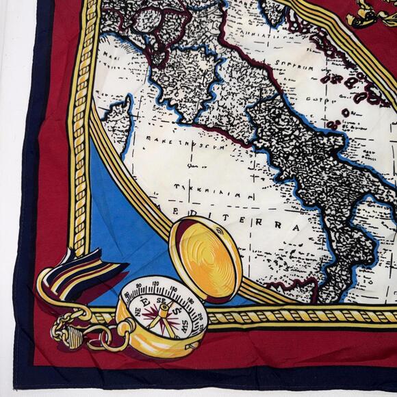 Vintage Grand Ocean Voyages Romantiques Royal Samuel Broome Map Scarf - Picture 4 of 11